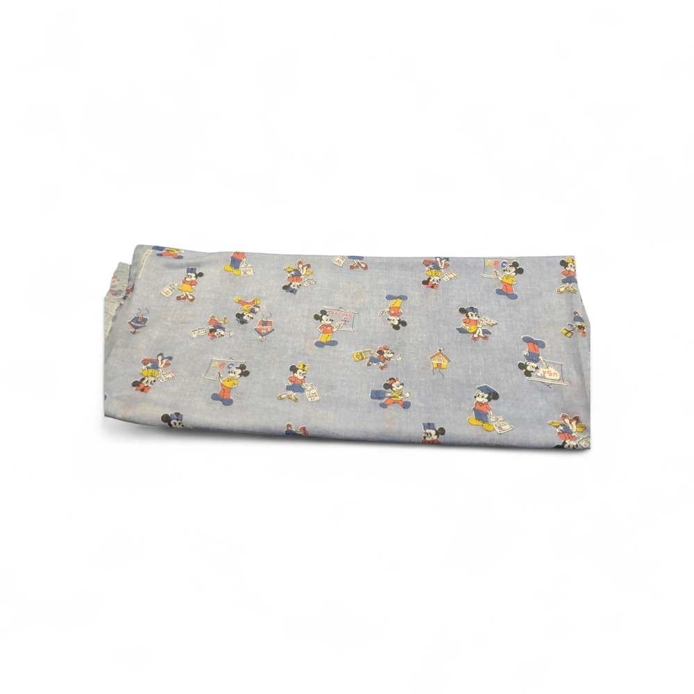 VTG Walt Disney Productions Mickey And Minnie School Themed Fabric 31x48...